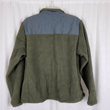 Lands End Fleece Jacket Mens L Nylon Blocking Patches Vented Armholes Army Green