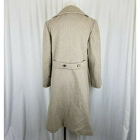 Vintage Tan Wool Half Belted Back Fit & Flare Peacoat Coat Womens S Fuzzy Winter