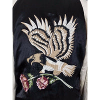 Pacsun Kendall & Kylie Embroidered Eagles Roses Satin Bomber Jacket Womens S