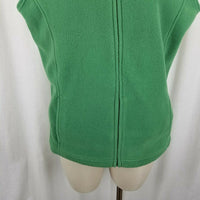 LL Bean Fleece Vest Womens XL Full Zip Up Bright Green Stretch Funnel Neck