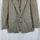 Evan Picone Filenes Wool Checked Sport Coat Jacket Blazer Mens 44 Brown Tan USA