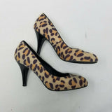 Fergalicious by Fergie Leopard Faux Fur Utopia Heels Pumps Round Toe Womens 8.5