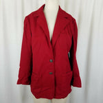 Artcraft Wool Twill 2 Button Up Blazer Jacket Womens M L Vintage Red Pewter 70s