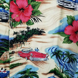 Vintage Big Dogs Hawaiian Camp Shirt 50s Convertible Cars Club Hibiscus Men 2XLT