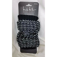 Nicole Miller Sweater Knit LegWarmers Boots One Size OS Black White Striped NWT