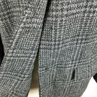 Perry Ellis Wool Windowpane Plaid Woven Peacoat Coat Jacket Womens size 8 Black