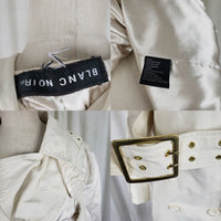 Blanc Noir Multi Zippered Pockets Belted Trench Coat Womens M L Cotton Stretch