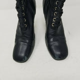 Colin Stuart x Victoria Secret Knee High Lace Up Black Leather Boots Womens 9