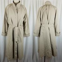 Vintage Fleet Street Long Belted Insulated Raincoat Trench Coat Womens 14 Lined