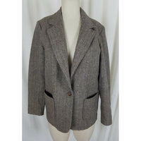 Vintage David Craig Wool Mottled Tweed Pinstriped Blazer Jacket Womens 12 Tan