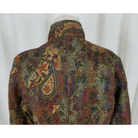 Coldwater Creek Boucle Tapestry Paisley Print Funnel Neck Jacket Womens PS