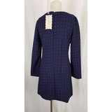NWT Xian Dong Polka Dotted Woven Brocade Dress Womens S Korea Fit & Flare Navy