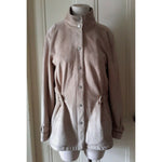 Calvin Klein Faux Suede Brushed Microfiber Moto Snap Up Jacket Womens M Tan