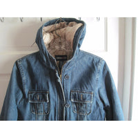 Limited Too 2 Hooded Insulated Denim Blue Jean Jacket Quilted Lining Girls XL 16