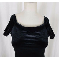 Snap Brand Velvet Fitted Slouch Cowl Scoop Neck Little Black Dress Womens M USA