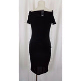 Snap Brand Velvet Fitted Slouch Cowl Scoop Neck Little Black Dress Womens M USA