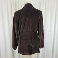 Vintage INC Petite Chocolate Brown Velvet Jacket Blazer Womens 12P Button Up USA