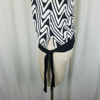 Topshop Black & White Side Knot Top Tunic Tank Blouse Womens 10 Chevron Stripe