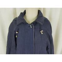 Vintage London Fog Brushed Cotton Windbreaker Shell Jacket Womens M Hooded Blue