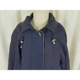 Vintage London Fog Brushed Cotton Windbreaker Shell Jacket Womens M Hooded Blue