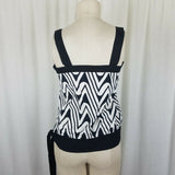 Topshop Black & White Side Knot Top Tunic Tank Blouse Womens 10 Chevron Stripe