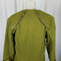 Paula Hian Luxe Raw Edge Metallic Trim Woven Long Blazer Jacket Coat Womens S