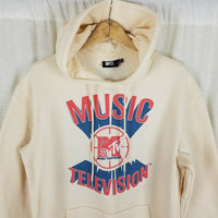 Vintage MTV Music Television Basketball Hoodie Pullover Sweatshirt Mens M Khaki