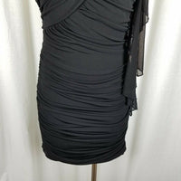 Deb Slinky One Shoulder Ruched Little Black Dress with Jeweled Accents Women's size Large