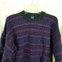 Vintage J.Crew Pure Shetland Wool Nordic Knit Crewneck Sweater Mens L England UK