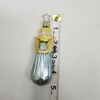 Vintage Painted Glass Figural Winged Angel Christmas Ornaments Teardrop Shape 4"