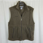 Columbia Fleece Vest Full Zip Up Lightweight Mens M Beige Gray Outdoor Adventure