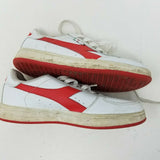 Diadora Mi Basket Low Leather White & Red Athletic Shoes Sneakers Mens 5 Italian