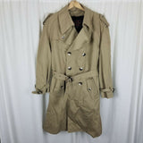 Vintage Botany 500 Insulated Belted Military Trench Coat Mens 40R Faux Fur Liner