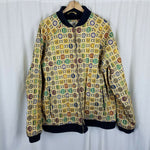 Crown Holder Metallic Velvet Lined Bomber Jacket Mens 3XL Medallions Coins Gold