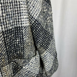 Vintage 50s Woven Plaid Wool Faux Fur Muff Collar MCM Peacoat Swing Coat Womens