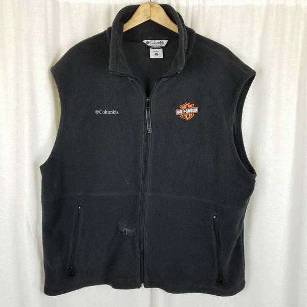 Columbia Harley Davidson Motorcycles Embroidered Fleece Vest Full Zip Up Mens XL