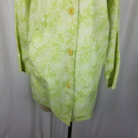 LL Bean Floral All Weather Cotton Barn Trench Coat Womens S Lime Green OAPX8