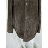 Dockers Brown Brushed Leather Suede Rancher Coat Mens XL Quilted Long Jacket