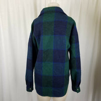 Jack Winter Buffalo Plaid Wool Flannel Snap Up Top Shirt Womens M Blue Green