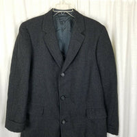 Roger Brooks Heritage Cheviot Herringbone Tweed Wool Peacoat Mens L Vintage Coat