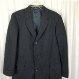 Roger Brooks Heritage Cheviot Herringbone Tweed Wool Peacoat Mens L Vintage Coat