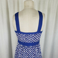 Boden CrissCross Halter Summer Twirl Dress Sundress Womans 4 Blue Geometric