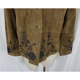 Brandon Thomas Brown LEATHER Suede Embellished Vines Applique JACKET Womens XL