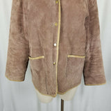 Bushwacker Quilted Pig Suede Leather Equestrian Riding Bard Barn Coat Womens L