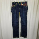 Coogie Embroidered Denim Blue Jeans Womens 7 8 Loud Abstract Hip Hop Sexy Flirty