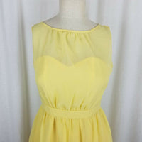 Tevolio Yellow Chiffon 50's Look Fit & Flare Swing Slip Dress Womens 2 Banded