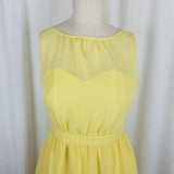 Tevolio Yellow Chiffon 50's Look Fit & Flare Swing Slip Dress Womens 2 Banded