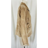 B.T. Limited Brushed Leather Suede Braided Trim Jacket Womens L Full Zip Up