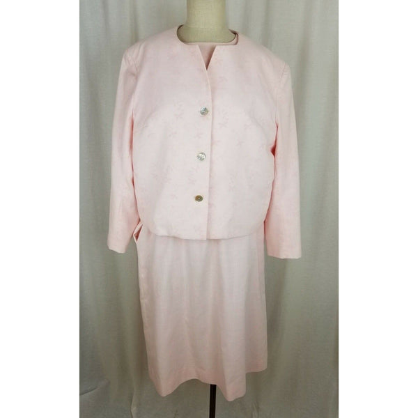 Margaret Smith 2 Piece Brocade Dress Suit Jacket Blazer Outfit Set Wmns 14P 16P