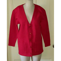 NOS Carroll Reed Diamond Embossed Textured Cardigan Sweater Jacket Womens L Red
